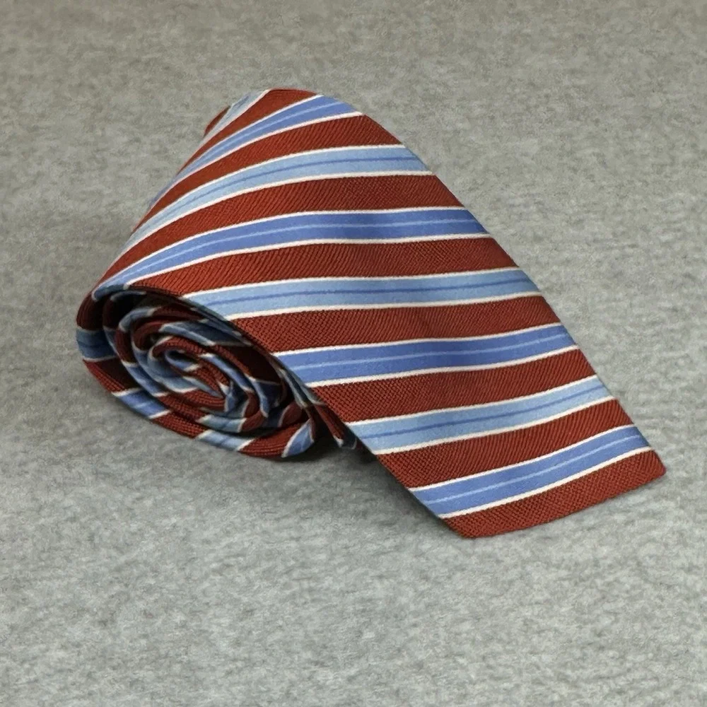 Brooks Brothers Neck Tie‎ Repp Stripe Red Blue 100% Silk Stain Resistant NOTE